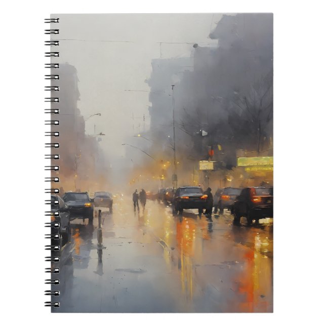 Cuaderno Escena de lluvia nocturna urbana (Frente)
