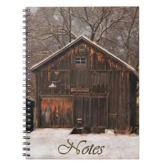 Cuaderno Escena De Nieve Rústica De Barn Y Cabaña