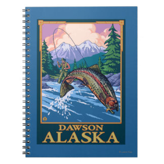 Cuaderno Escena de pesca de mosca - Dawson, Alaska