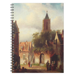 Cuaderno Escena de pueblo holandés por Charles Leickert Pai