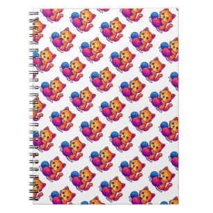 Cuaderno Escena de punto de gato kawaii con sobredimensiona