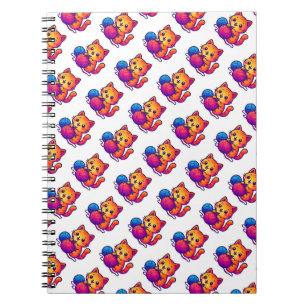 Cuaderno Escena de punto de gato kawaii con sobredimensiona