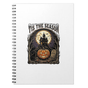 Cuaderno Escena de temporada vintage embrujada gato calabaz