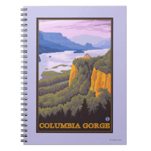 Cuaderno Escena del desfiladero del río Columbia con punto