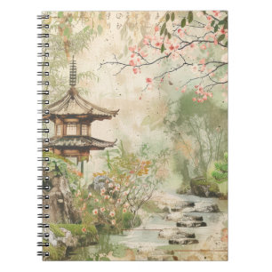 Cuaderno Escena del Jardín de Cerezo en Flor (4)