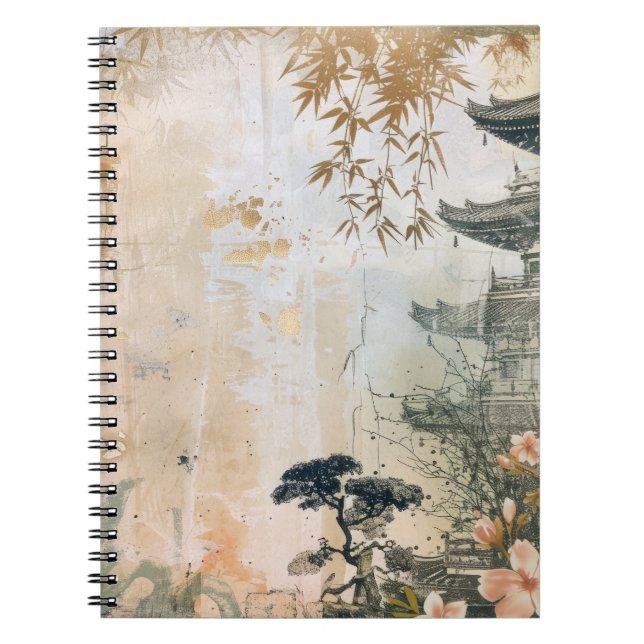 Cuaderno Escena del Jardín de Cerezo en Flor (7) (Frente)