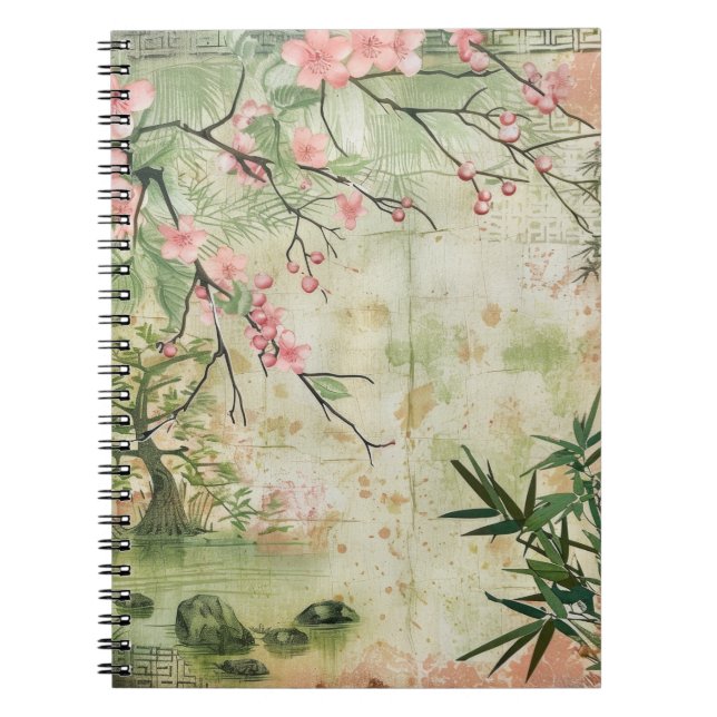 Cuaderno Escena del Jardín de Flor de Cerezo (5) (Frente)
