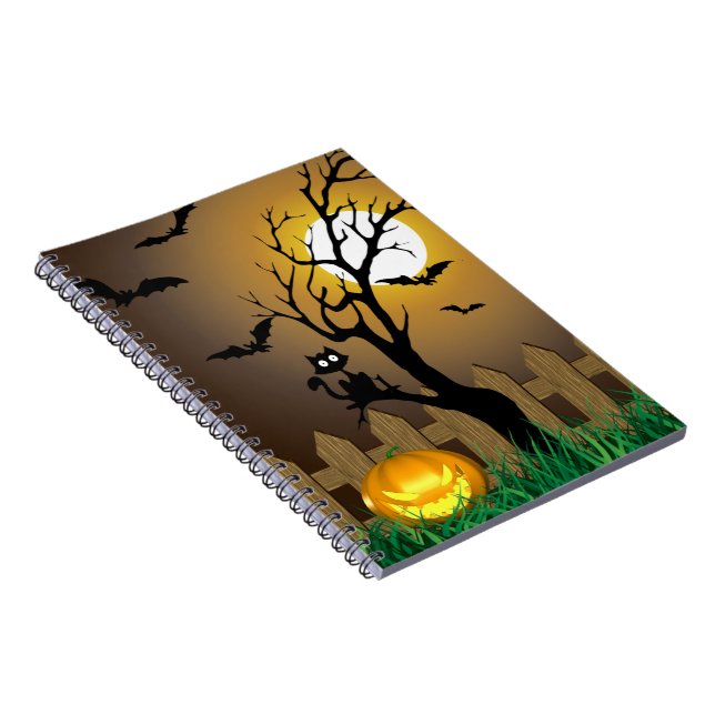 Cuaderno Escena del jardín de Halloween con miedo (Lado Derecho)