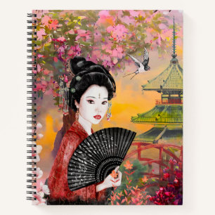 Cuaderno Escena japonesa con una mujer