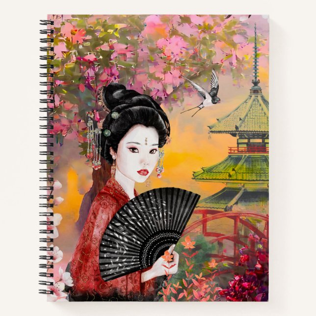 Cuaderno Escena japonesa con una mujer (Anverso)