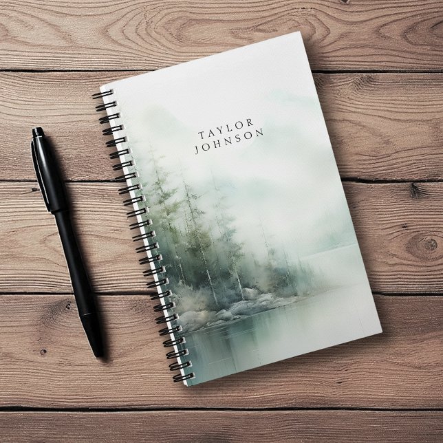 Cuaderno Escena natural de lago en montaña rústica con nomb (Subido por el creador)