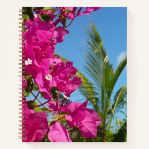 Cuaderno Escena natural tropical de buganvilla y palmera