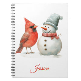 Cuaderno Escena navideña invernal con muñeco de nieve y páj