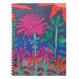Cuaderno Escena nocturna en el jardín de flores