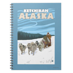 Cuaderno Escena Sledding del perro - Ketchikan, Alaska