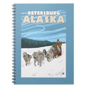 Cuaderno Escena Sledding del perro - Petersburgo, Alaska