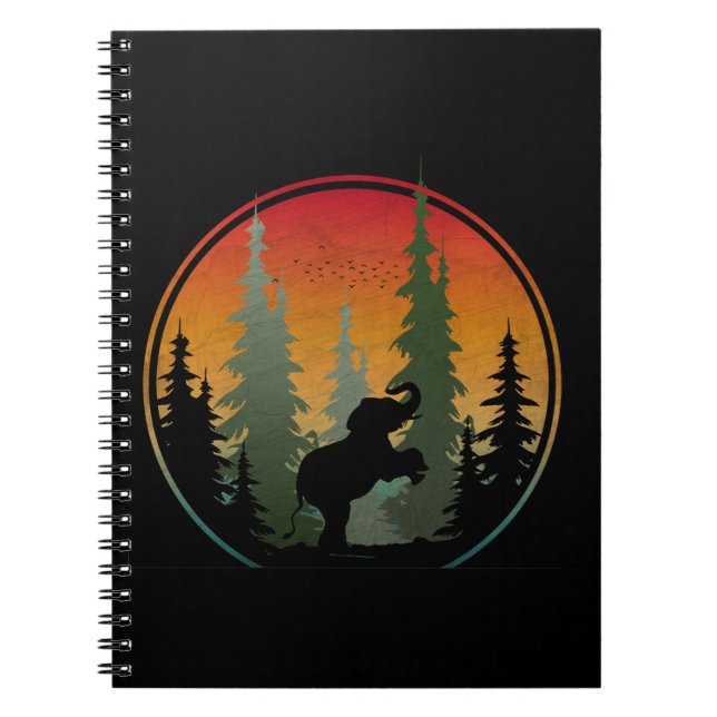Cuaderno Escenario natural del elefante al atardecer (Frente)