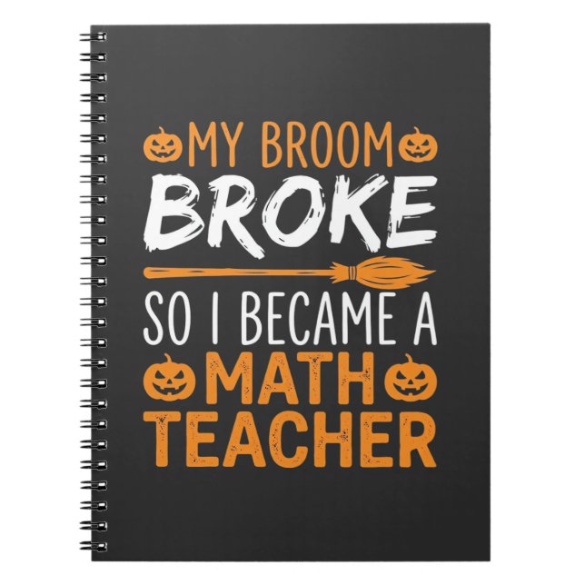 Cuaderno Escoba de Halloween de profesor de matemáticas div (Frente)