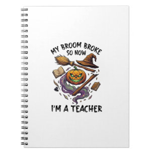 Cuaderno Escoba Rompió Profesor Halloween Calabaza Sombrero