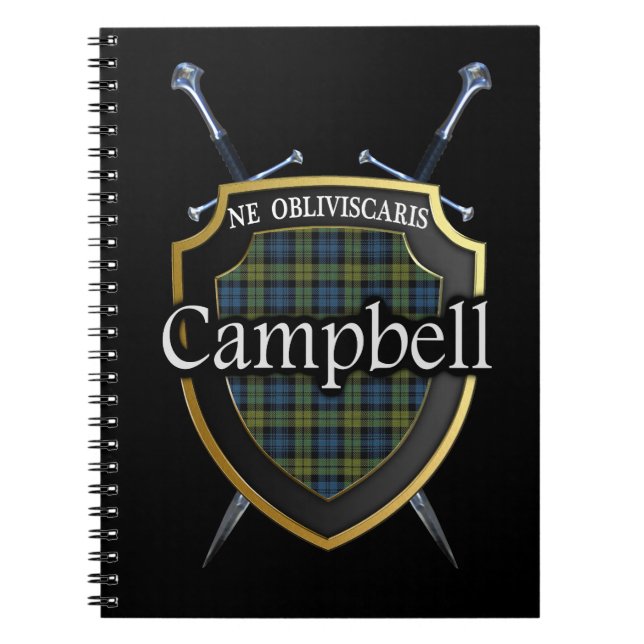 Cuaderno Escocia Campbell Tartán Shield & Swords (Frente)