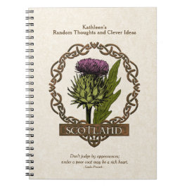 Cuaderno Escocia Escocia Thistle Gold Celtic Knots