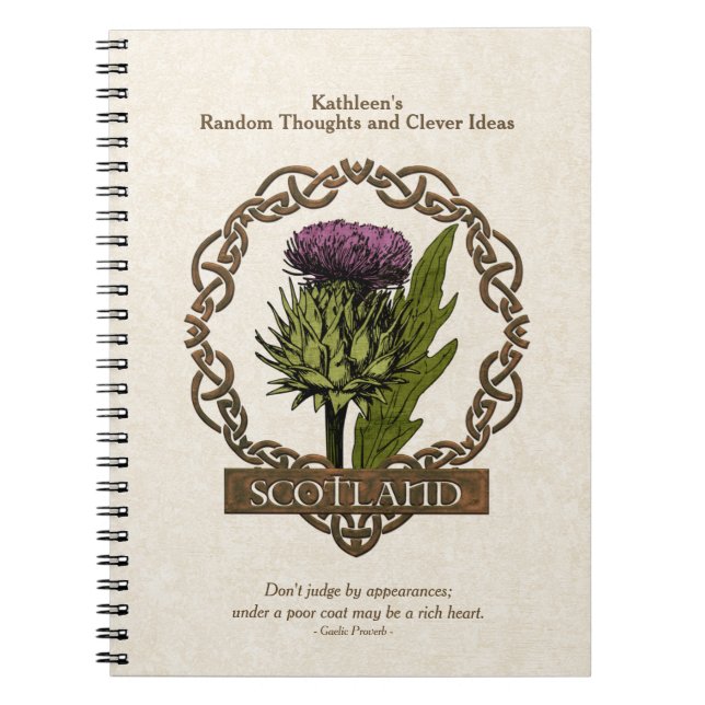 Cuaderno Escocia Escocia Thistle Gold Celtic Knots (Frente)
