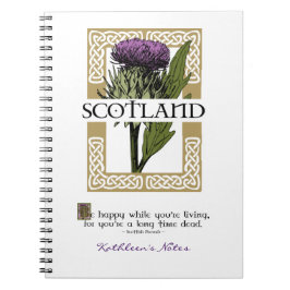 Cuaderno Escocia Escocia Thistle Gold Celtic Knots Nombre