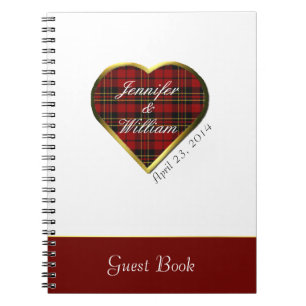 Cuaderno Escocia Tartán Boda Rótulo Invitado En