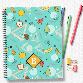 Cuaderno escolar con patrón de Memphis acuático y