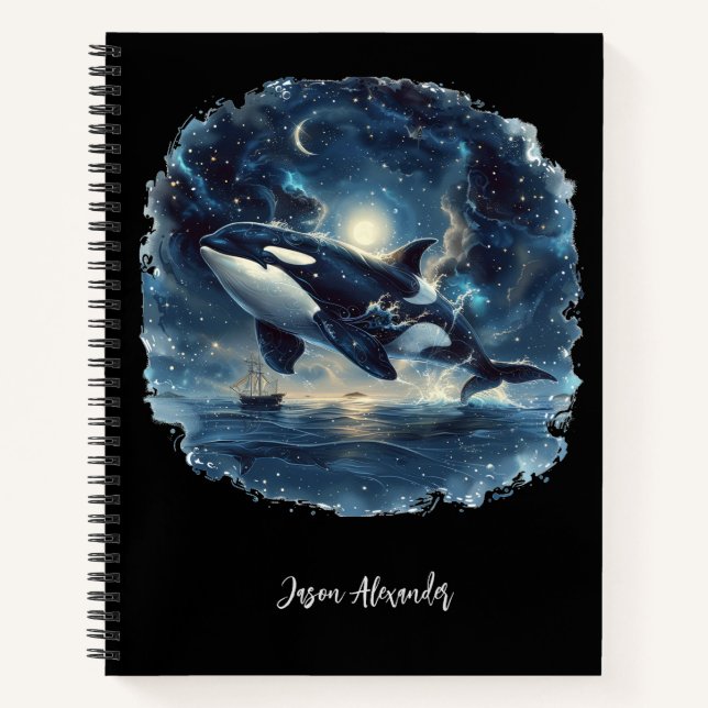 Cuaderno Escolar de Barco Náutico de Ballena Orca (Anverso)