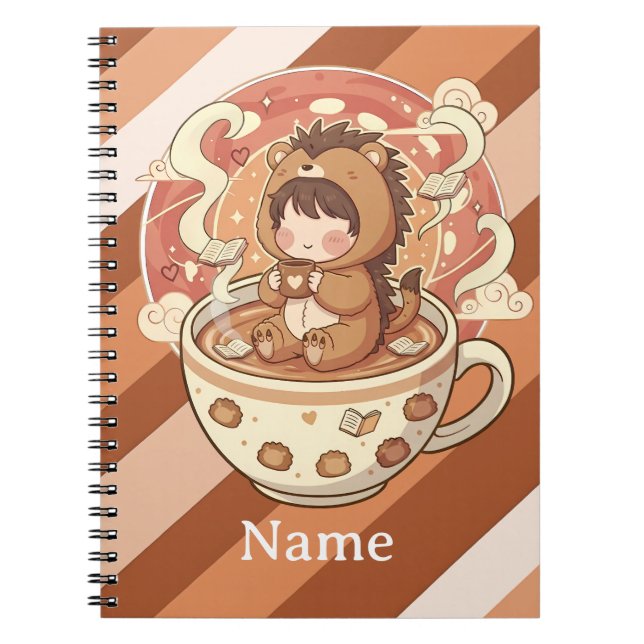 Cuaderno escolar de erizo Kawaii Chibi (Frente)