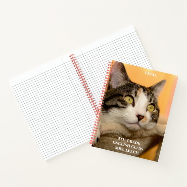 Cuaderno Escolar de Gato Calico Lindo para Niños e (Interior)