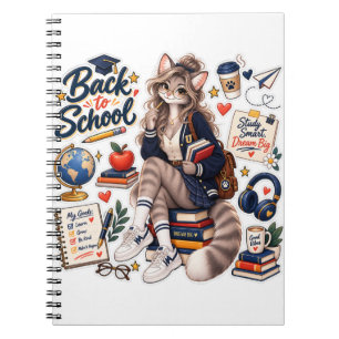 Cuaderno Escolar Gato Kawaii Estudia Inteligente