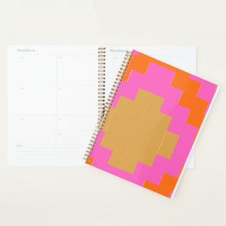 Cuaderno escolar geométrico rosa naranja retro gro