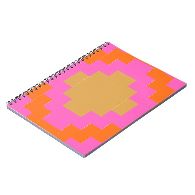 Cuaderno escolar geométrico rosa naranja retro gro (Lado Izquierdo)