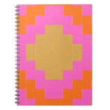 Cuaderno escolar geométrico rosa naranja retro gro