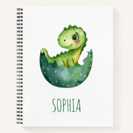 Cuaderno Escolar Infantil Acuarela Dinosaurio Verd