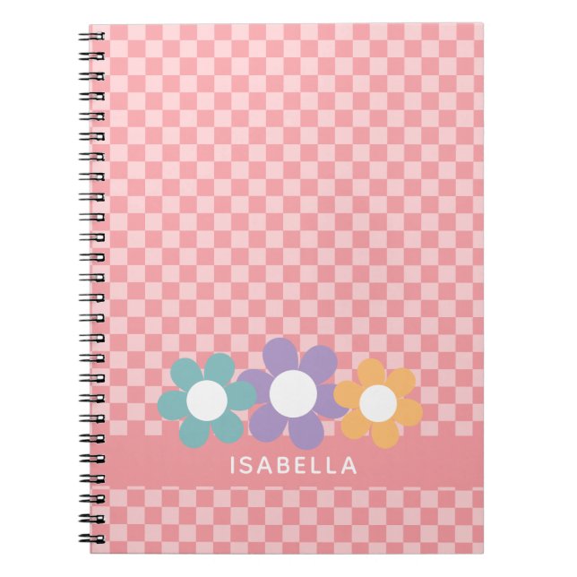 Cuaderno Escolar Personalizado de Cuadrícula Rosa (Frente)