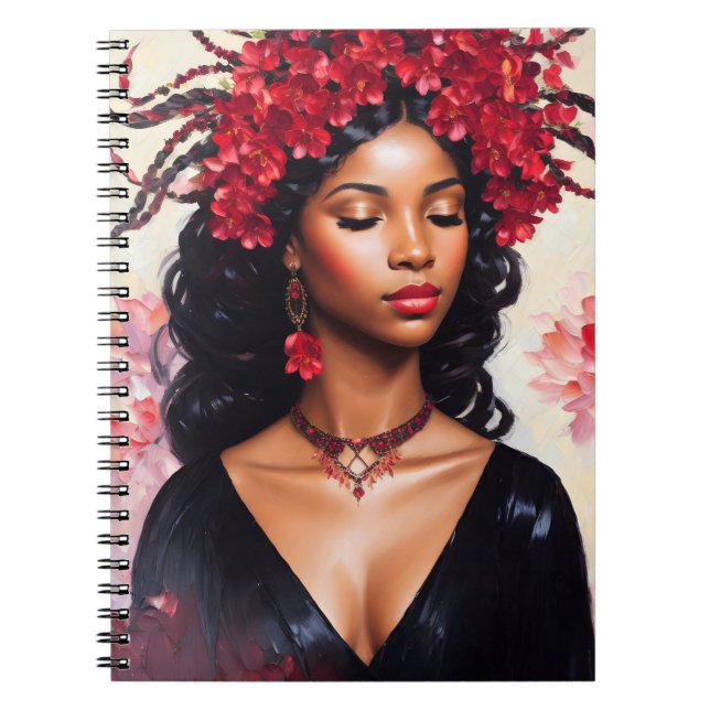 Cuaderno Escorpio Mujer Negra Rojo Zodiaco Arte (Frente)