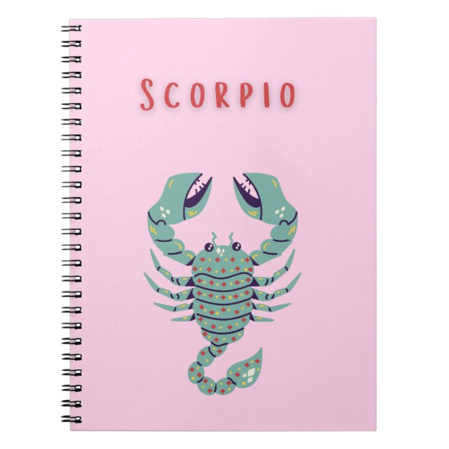 Cuaderno Escorpio Rosa, zodiaco, signo zodiacal (Frente)