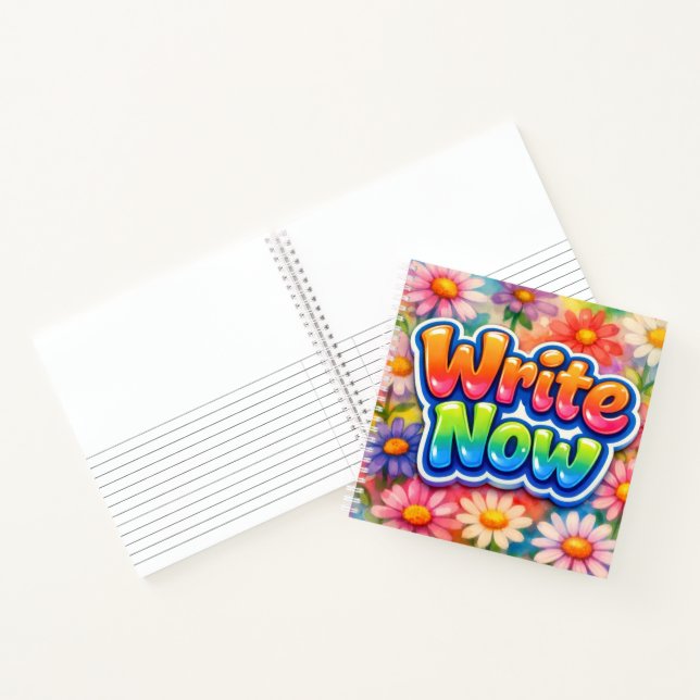 Cuaderno Escribe Ahora Texto con Daisies de Neón (Interior)