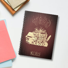 Cuaderno Escribe el libro que quieres leer rojo marrón vint