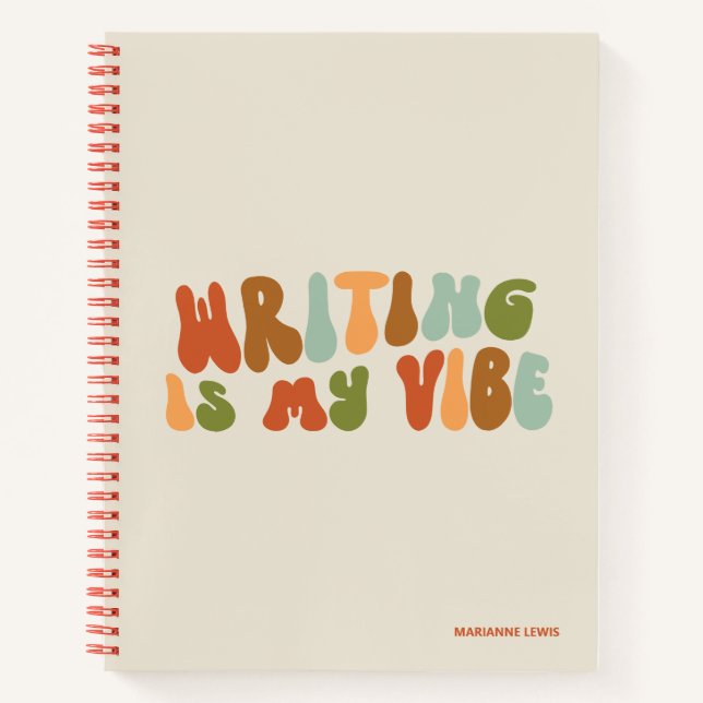 Cuaderno Escribir Retro Groovy Es Mi Vibra, Escritor (Anverso)