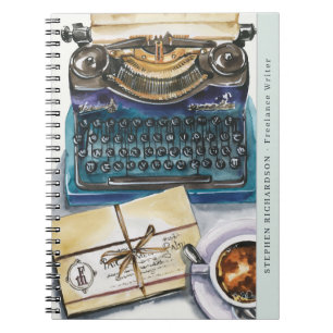 Cuaderno Escritor Autor Periodista Acuarela Monograma