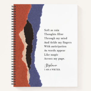 Cuaderno Escritor Nombre Poema motivacional Resumen Papel d
