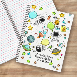 Cuaderno Escritura a mano de cohetes espaciales astronautas
