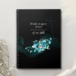 Cuaderno Escritura bíblica versa con flores de color azul