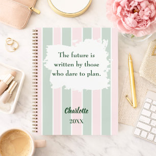 Cuaderno Escritura de cita inspiradora verde y salvia rosa