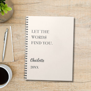 Cuaderno Escritura de citas inspiradoras con crema beige