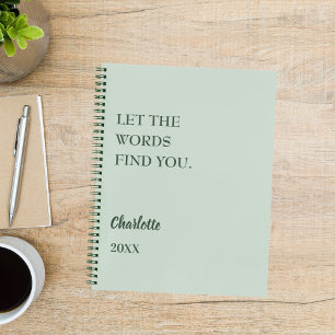 Cuaderno Escritura de citas inspiradoras de Sage Green